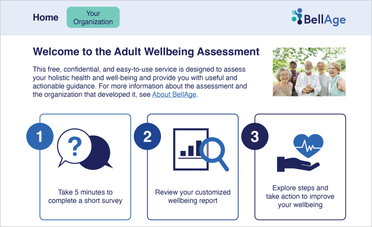 Wireframe of BellAge Well Being Assessment